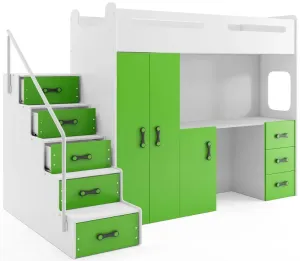 BMS Dětská patrová postel se stolkem MAX 4 Barva: Zelená
