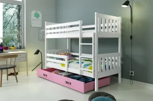 BMS Patrová dětská postel CARINO | 80 x 190 cm Barva: bílá / růžová #5341618