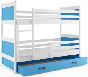 BMS Dětská patrová postel RICO | bílá 90 x 200 cm Barva: Modrá #5341438
