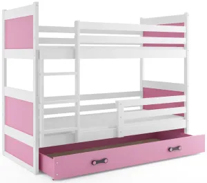 BMS Dětská patrová postel RICO | bílá 90 x 200 cm Barva: Růžová #5341439