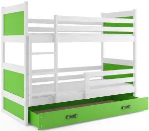 BMS Dětská patrová postel RICO | bílá 90 x 200 cm Barva: Zelená #5341441