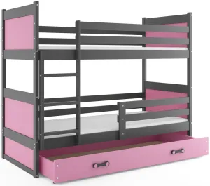 BMS Dětská patrová postel RICO | šedá 80 x 160 cm Barva: Růžová #5341459