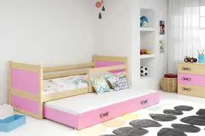 BMS Dětská postel s přistýlkou RICO 2 | borovice 90 x 200 cm Barva: Růžová #5341569