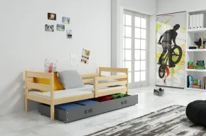 BMS Dětská jednolůžková postel s úložným prostorem ERYK | borovice Barva: Borovice / šedá, Rozměr: 200 x 90 cm #5339100