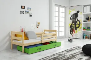 BMS Dětská jednolůžková postel s úložným prostorem ERYK | borovice Barva: Borovice / zelená, Rozměr: 190 x 80 cm #5339096
