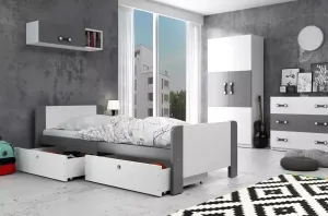 BMS Dětská postel AREK | 80 x 200 cm barevné provedení: Grafit / bílé zásuvky