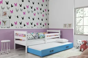 BMS Dětská postel s přistýlkou ERYK 2 | bílá Barva: bílá / modrá, Rozměr: 200 x 90 cm