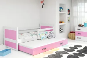 BMS Dětská postel s přistýlkou RICO 2 | bílá 80x190 cm Barva: Růžová