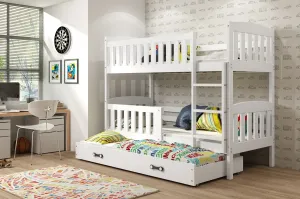 BMS Dětská patrová postel KUBUŠ 3 s přistýlkou | bílá Barva: Bílá / bílá, Rozměr: 190 x 80 cm