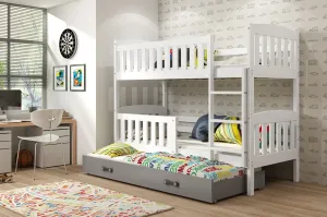 BMS Dětská patrová postel KUBUŠ 3 s přistýlkou | bílá Barva: bílá / šedá, Rozměr: 190 x 80 cm #5339165