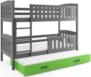 BMS Dětská patrová postel KUBUŠ 3 s přistýlkou ​​| šedá Barva: Šedá / zelená, Rozměr: 190 x 80 cm