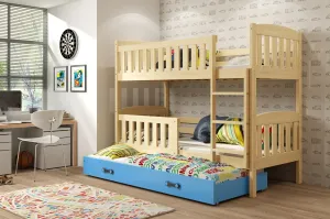 BMS Dětská patrová postel s přistýlkou KUBUŠ 3 | borovice Barva: Borovice / modrá, Rozměr: 190 x 80 cm