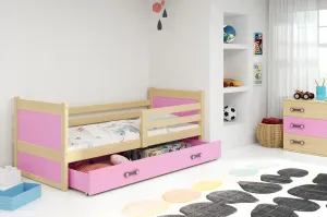 Detská posteľ RICO 1 / BOROVICA 185x80 Barva: Růžová