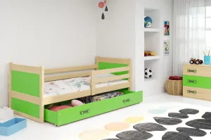 Detská posteľ RICO 1 / BOROVICA 185x80 Barva: Zelená