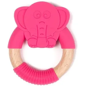 Bo Jungle kousátko B-Teether Animal Wood Pink Elephant