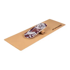 BoarderKING Indoorboard Classic, balanční deska, podložka, válec, dřevo/korek, červená #761075