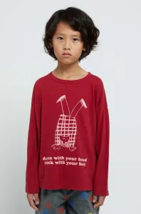 Dětská bavlněná košile s dlouhým rukávem Bobo Choses červená barva, s potiskem