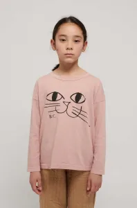 Dětská bavlněná košile s dlouhým rukávem Bobo Choses růžová barva