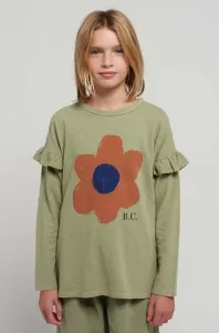 Dětská bavlněná košile s dlouhým rukávem Bobo Choses zelená barva