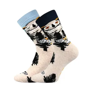 Dámské ponožky Boma - Owlana sova, béžová / modrá Barva: Béžová, Velikost: 35-38