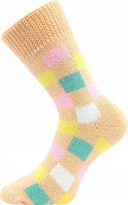 Dámské ponožky Boma - spací, kostka, meruňková Barva: Béžová, Velikost: 35-38