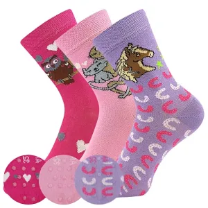 Dívčí ponožky Boma - Filip 05 ABS, růžová, fialková Barva: Růžová, Velikost: 25-29