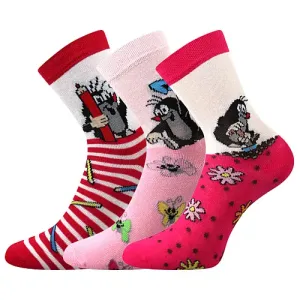 Dívčí ponožky Boma - Krtek, růžová / bílá Barva: Růžová, Velikost: 25-29