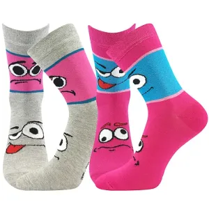 Dívčí ponožky Boma - Tlamik, růžová, šedá Barva: Mix barev, Velikost: 30-34