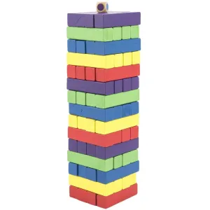 Hra věž dřevěná 60ks barevných dílků společenská hra hlavolam v krabičce