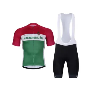 BONAVELO Cyklistický krátký dres a krátké kalhoty - HUNGARY - zelená/červená/bílá/černá