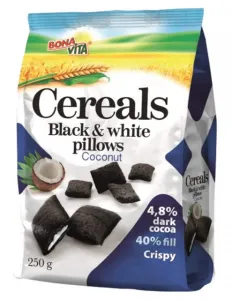 Bonavita Cereální polštářky s náplní Black white pillows s kokosem 250 g #1154876