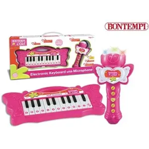 Bontempi Mini klávesnice a mikrofon Karaoke 35 × 10 × 3,5 cm růžová