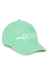 Dětská bavlněná čepice Boss zelená barva, s aplikací #4820451