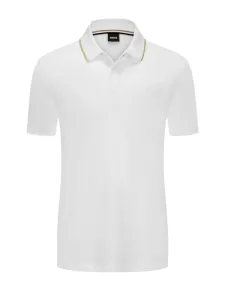 Nadměrná velikost: Boss, Polo tričko s kontrastním límečkem a zapínáním na druk Bílá #4795088