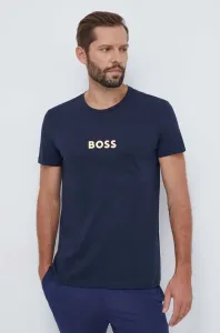 Bavlněné plážové tričko BOSS tmavomodrá barva, s potiskem