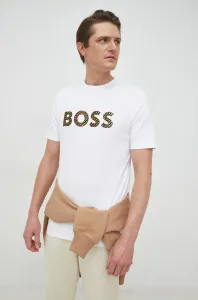 Bavlněné tričko BOSS bílá barva, s aplikací #5689402