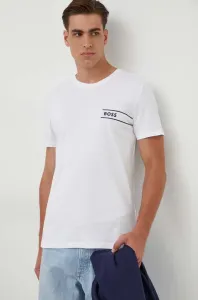 Bavlněné tričko BOSS bílá barva, s potiskem