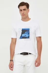 Bavlněné tričko BOSS bílá barva, s potiskem #5412888