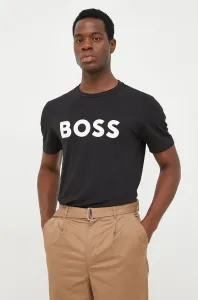 Bavlněné tričko BOSS Boss Casual černá barva, s potiskem #3947097