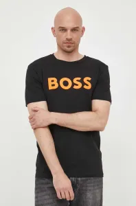 Bavlněné tričko BOSS BOSS CASUAL černá barva, s potiskem #4414338
