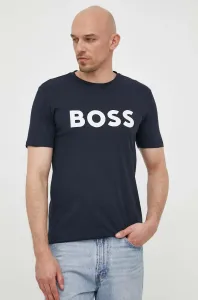 Bavlněné tričko BOSS BOSS CASUAL tmavomodrá barva, s potiskem #4429083