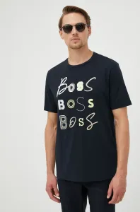 Bavlněné tričko BOSS Boss Casual tmavomodrá barva, s aplikací #2035502
