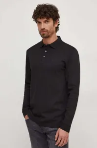 Bavlněné tričko s dlouhým rukávem BOSS černá barva