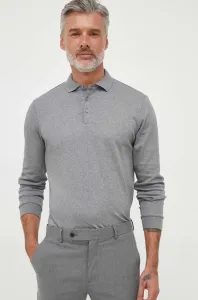 Bavlněné tričko s dlouhým rukávem BOSS šedá barva #5550359