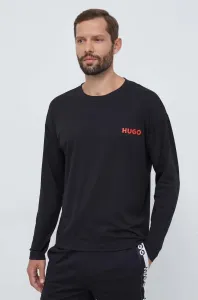 Tričko s dlouhým rukávem HUGO černá barva