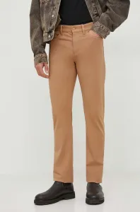 Kalhoty BOSS pánské, béžová barva, přiléhavé