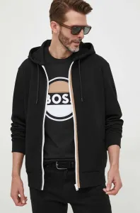 Mikina BOSS pánská, černá barva, s kapucí, hladká #5638541