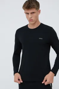 Pyžamové tričko s dlouhým rukávem BOSS černá barva, s aplikací, 50470144