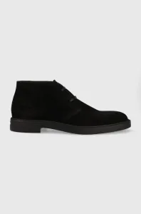 Semišové boty BOSS Calev pánské, černá barva, 50500234
