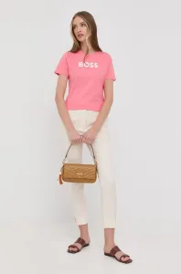 Bavlněné tričko BOSS růžová barva #5143896
